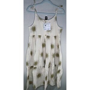 Kate Quinn Prairie Dress 8Y Neutral Sun Print Organic Cotton Tiered NWT